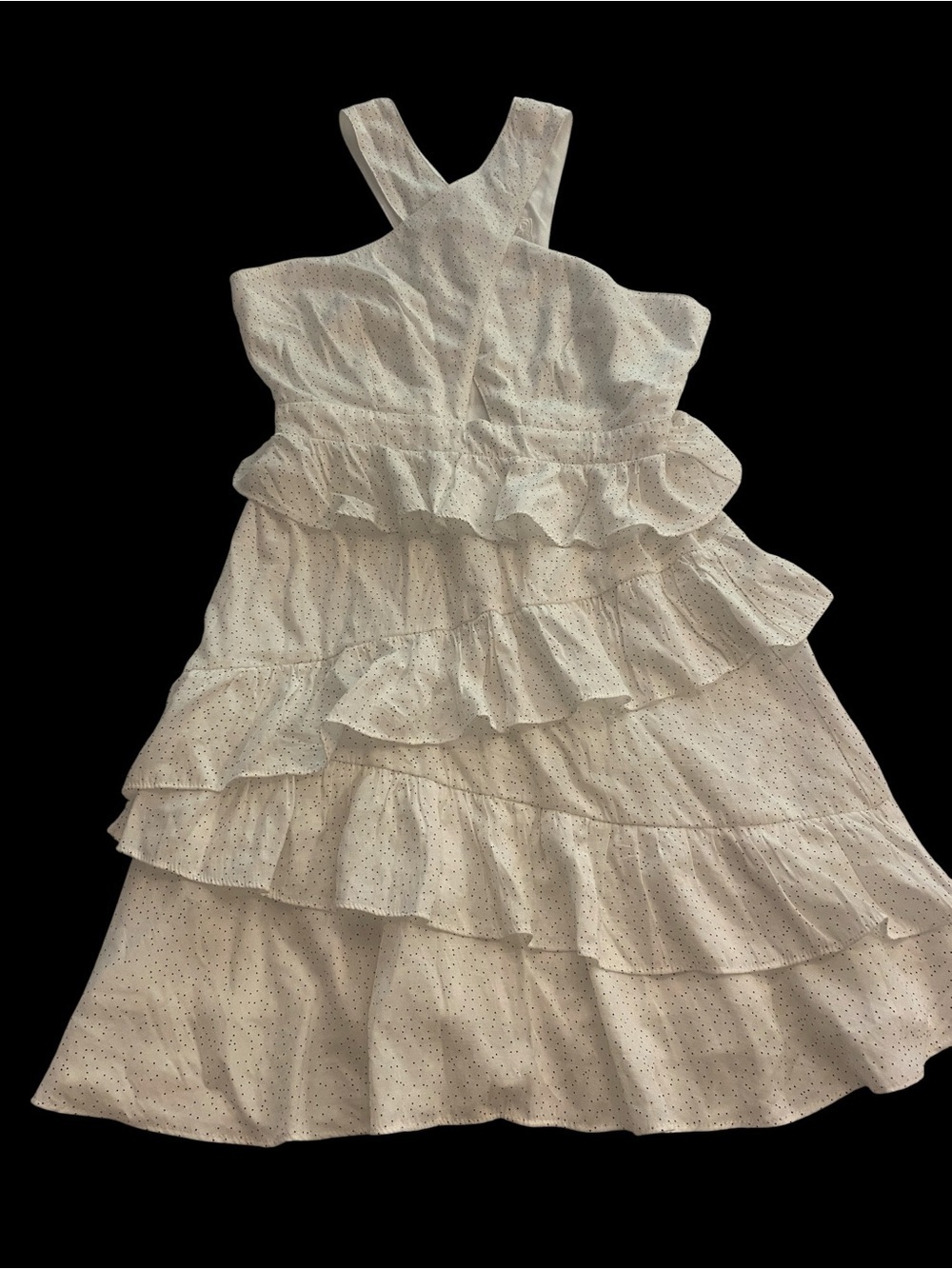 Sadie & Sage Women’s Tiered Ruffle Polka Dot Sleeveless Sundress White Small